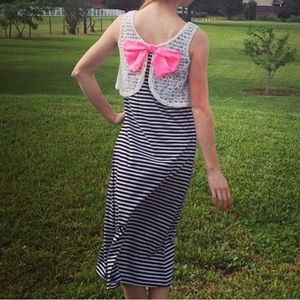 Girls Lace Bow Maxi Dress